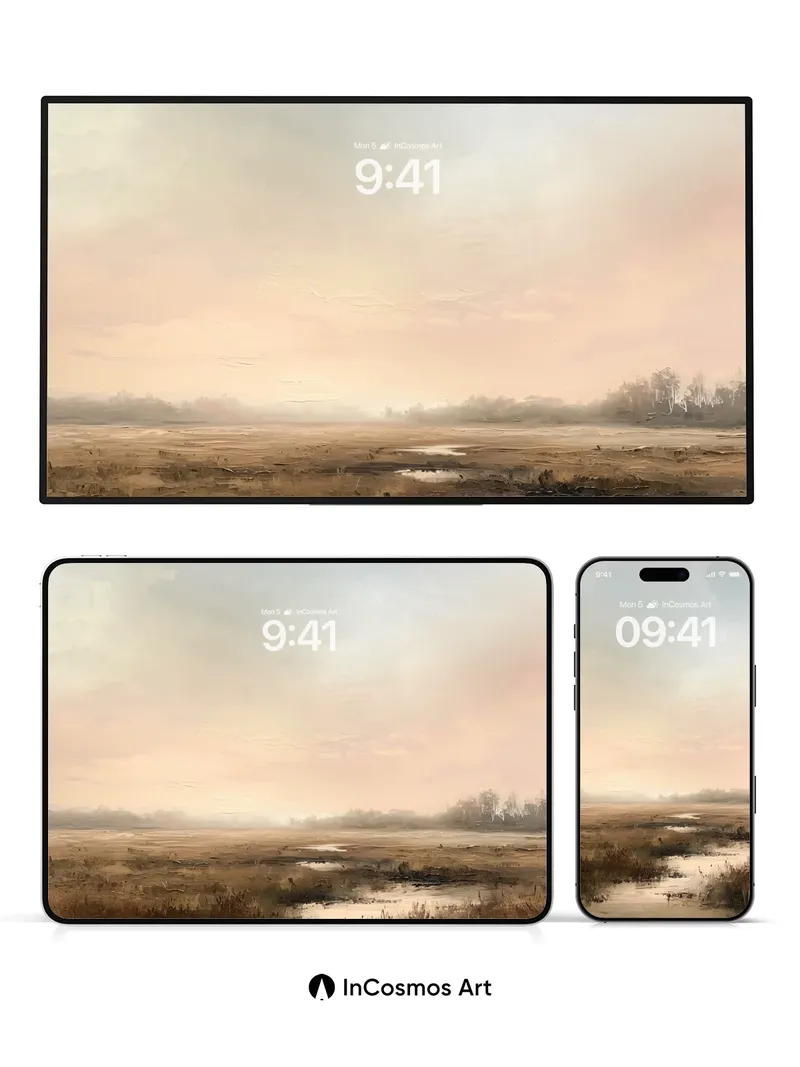 Misty Marsh Wallpaper with Golden Hush