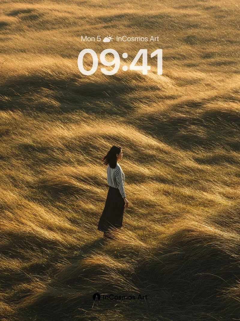 Golden Hush Wallpaper with Whispering Grass wallpaper for iPhone, iPad & Mac