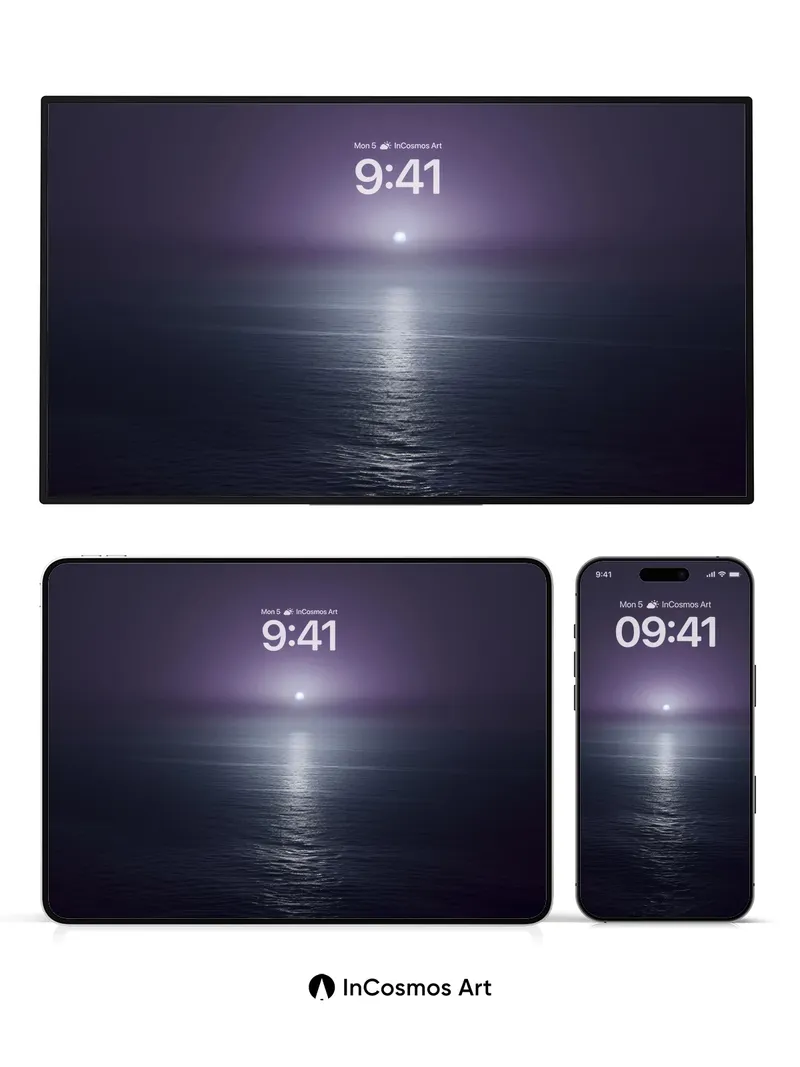 Lunar Stillness Wallpaper with Ethereal Glow