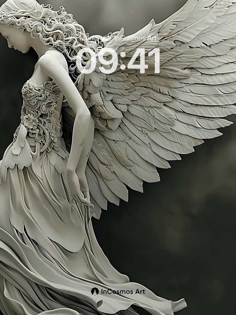 Serenity Wings Wallpaper with Marble Grace wallpaper for iPhone, iPad & Mac