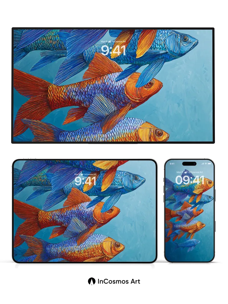 Aquatic Prism Wallpaper with Living Scales