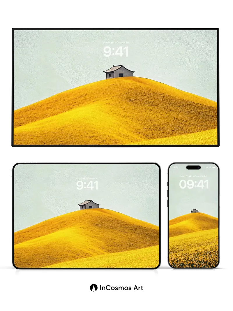 Golden Hush Wallpaper with Solitary House