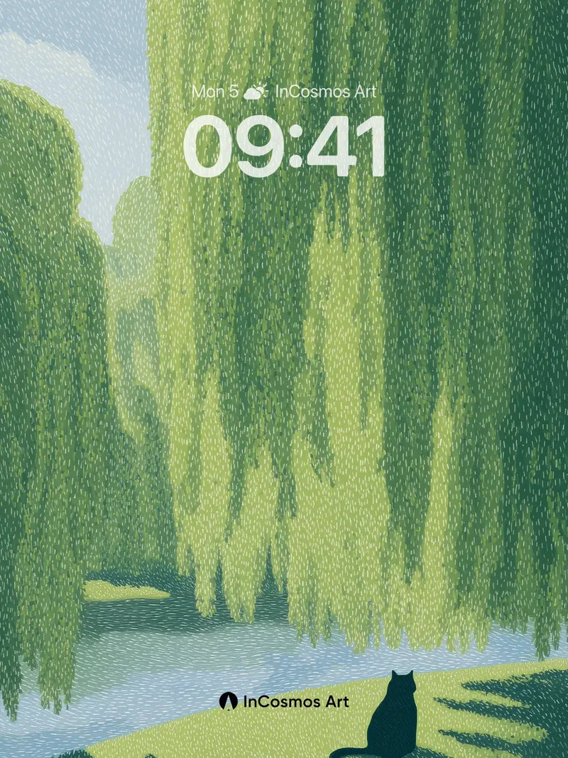 Whispering Canopy Wallpaper with Silent Cat wallpaper for iPhone, iPad & Mac