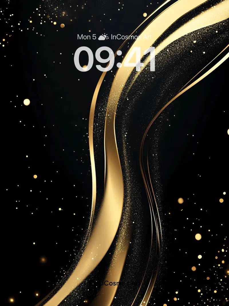 Luminous Gold Wave Wallpaper with Starlight Dust