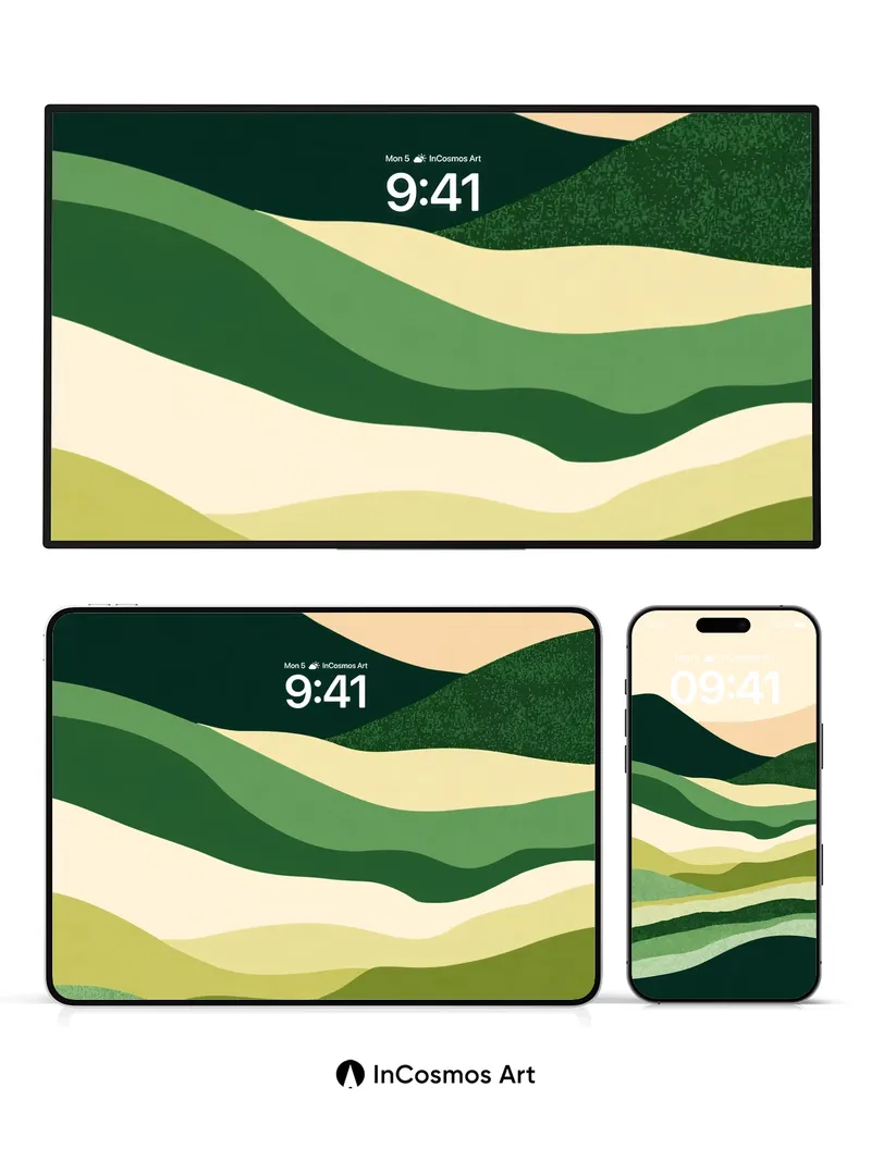 Serenity Ridge Wallpaper with Earth-Toned Waves