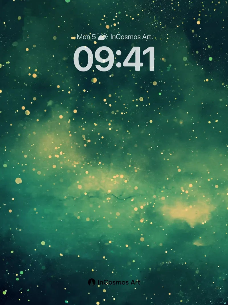 Emerald Nebula Wallpaper with Golden Dust