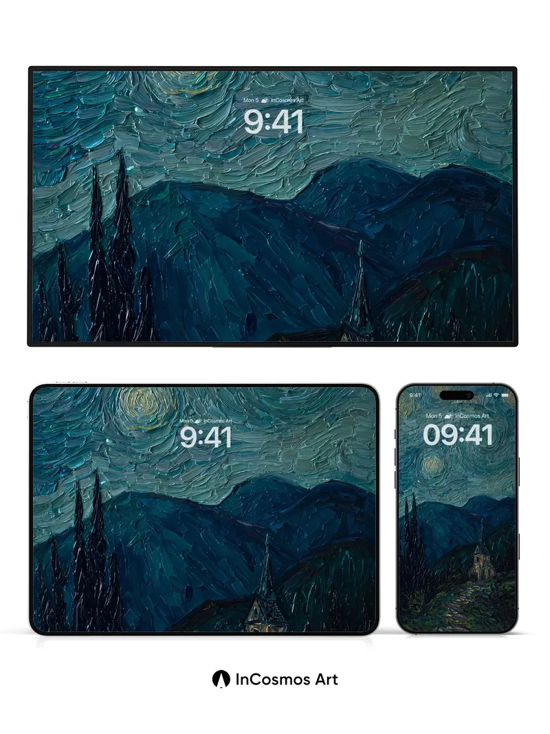 Whispering Night Sky Wallpaper with Swirling Stars