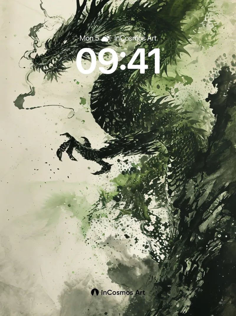 Whispering Ink Dragon Wallpaper with Mist Veils wallpaper for iPhone, iPad & Mac