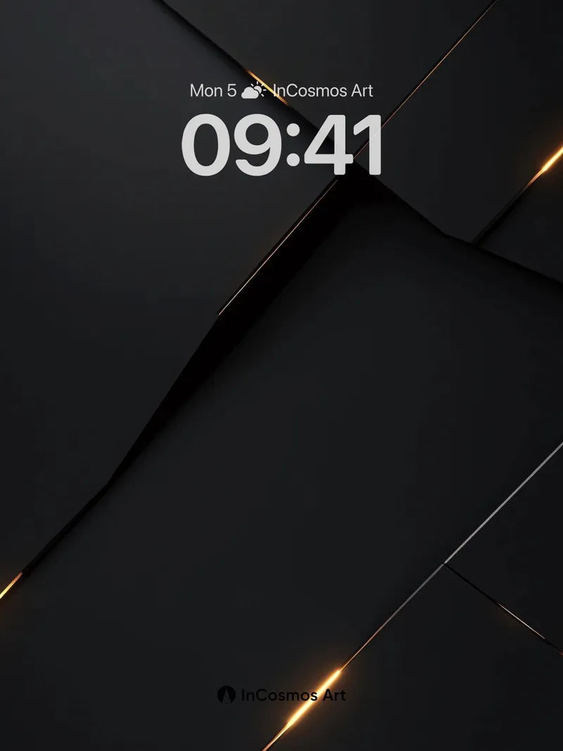 Obsidian Geometry Wallpaper with Golden Veins