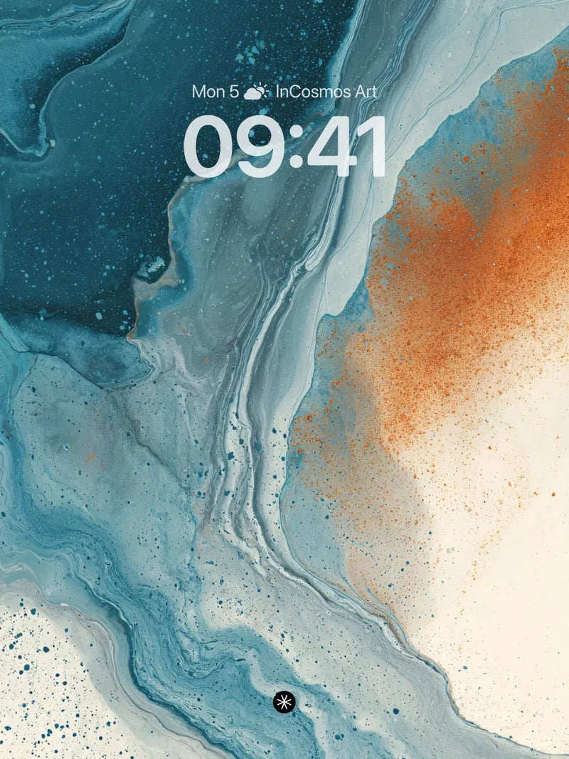 Serene Fluidity Wallpaper with Azure and Amber Currents wallpaper for iPhone, iPad & Mac