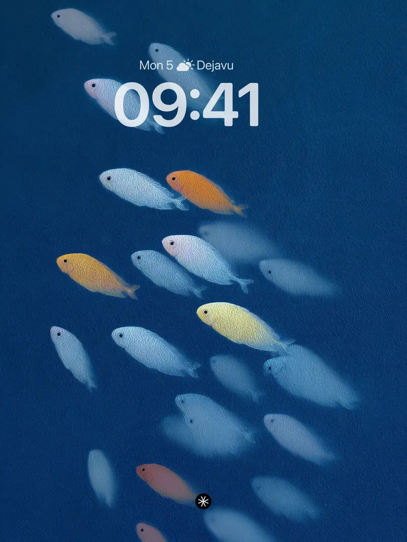 Deep Blue School Fish Gradient Wallpaper