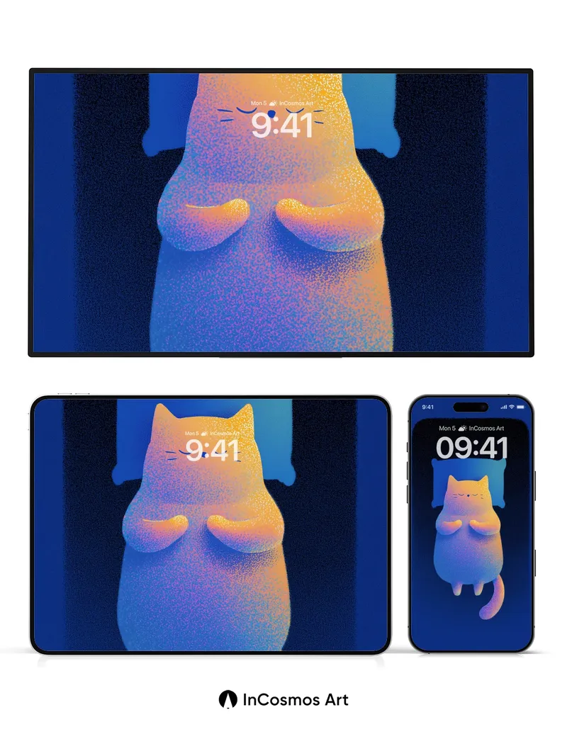 Serenity Hologram Wallpaper with Sleeping Cat