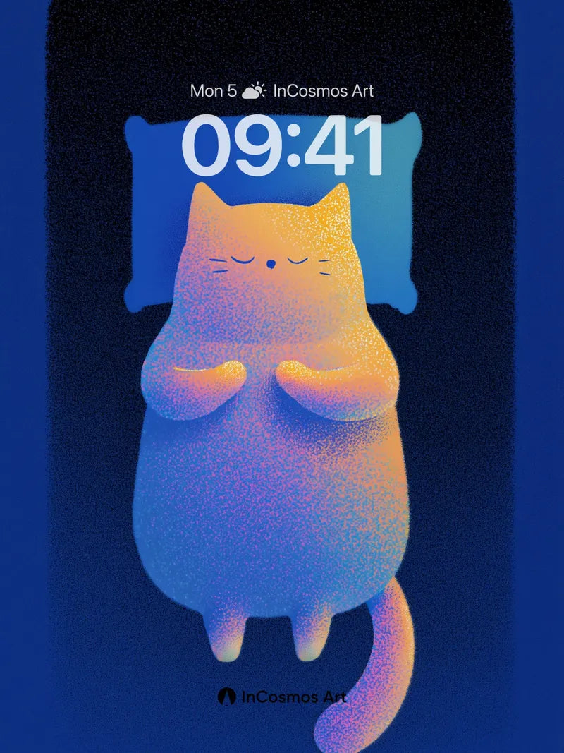 Serenity Gradient Wallpaper with Dreaming Cat