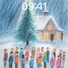 Snowfall Carol Wallpaper with Candlelit Church wallpaper for iPhone, iPad & Mac