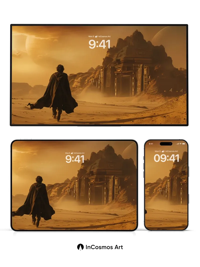 Desert Solitude Wallpaper with Ancient Ruins