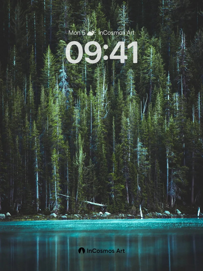 Cerulean Forest Wallpaper with Whispering Pines