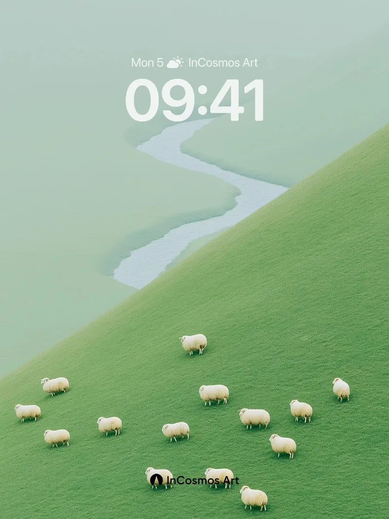 Serenity Slope Wallpaper with Flock of Wool wallpaper for iPhone, iPad & Mac