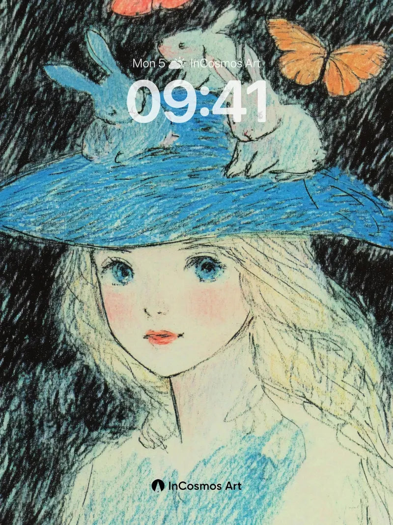 Whimsical Wonderland Wallpaper with Rabbit Hat wallpaper for iPhone, iPad & Mac