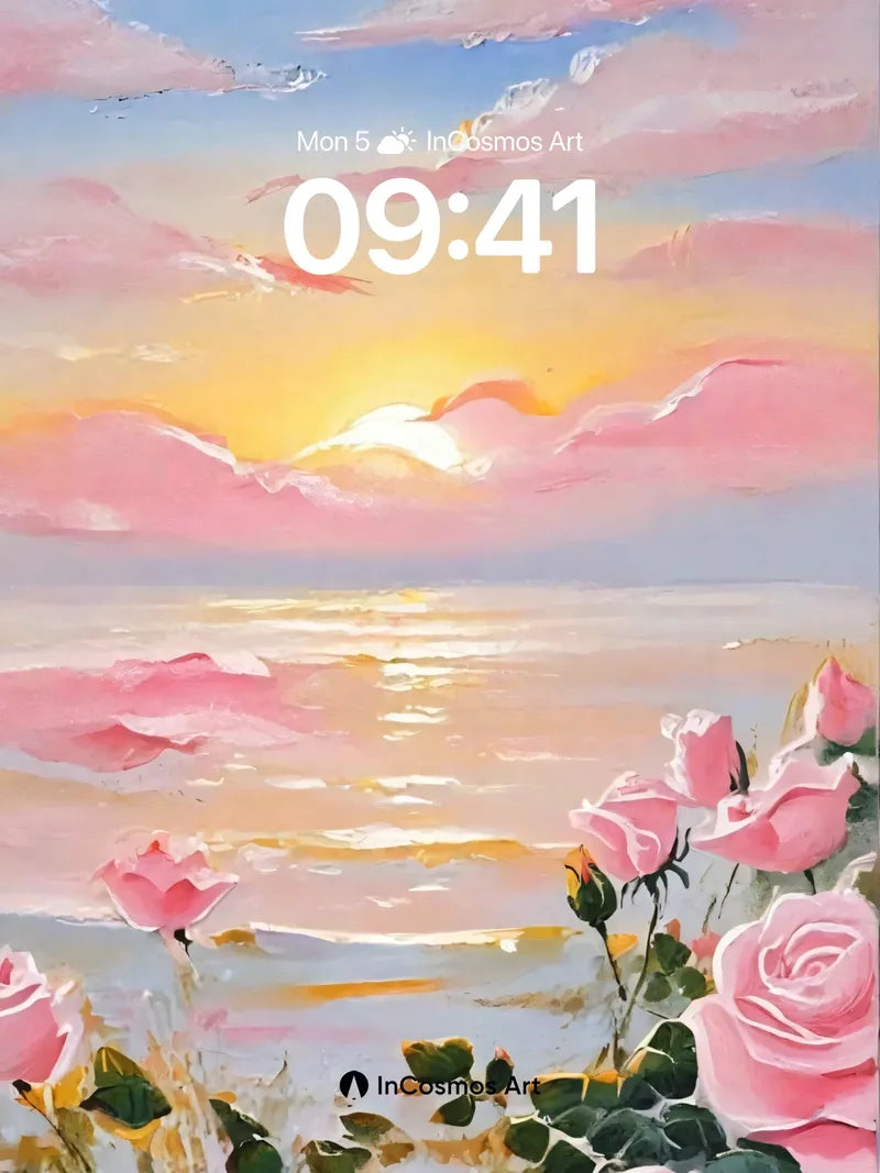 Rose-Tinted Horizon Wallpaper with Sunset Glow wallpaper for iPhone, iPad & Mac