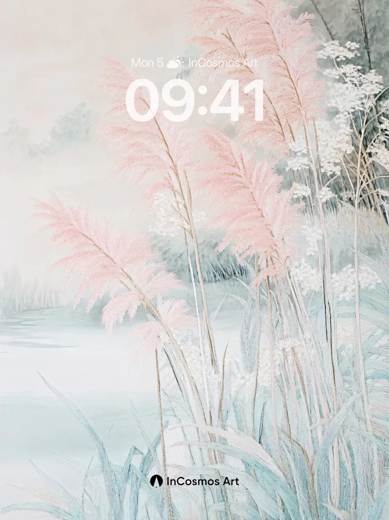 Mist-Silk Reeds Wallpaper with Ethereal Light