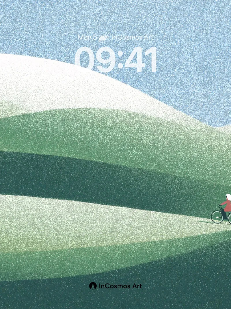 Serenity Ridge Wallpaper with Cyclist Silhouette