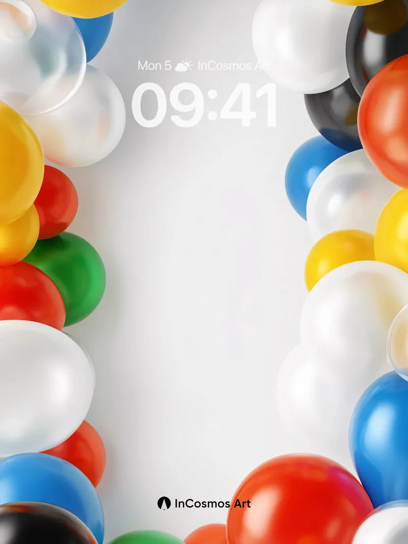 Playful Balloon Frame Wallpaper with Rainbow Glow wallpaper for iPhone, iPad & Mac