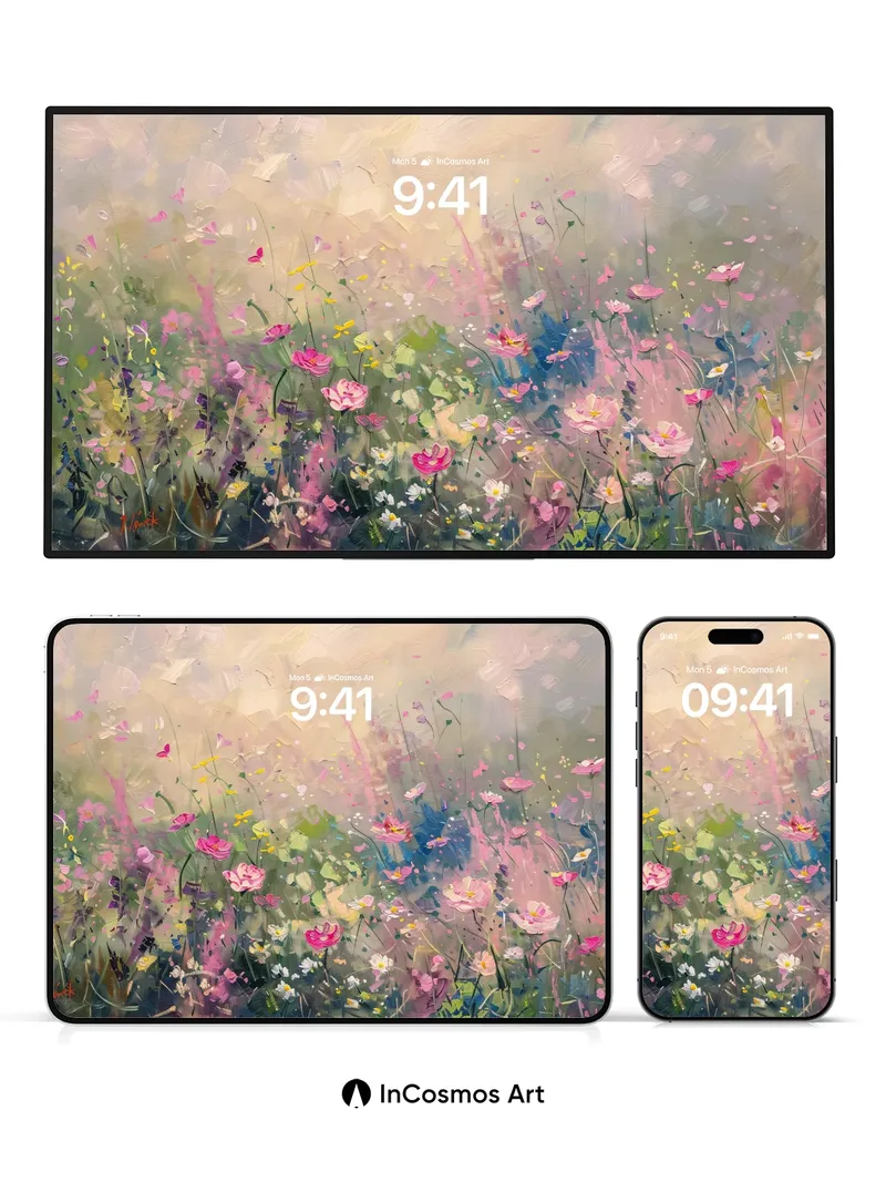 Whispering Meadow Wallpaper with Soft Light Veils