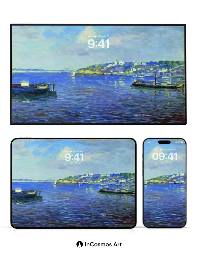 Serenity on Water Wallpaper with Monet's Brushstroke