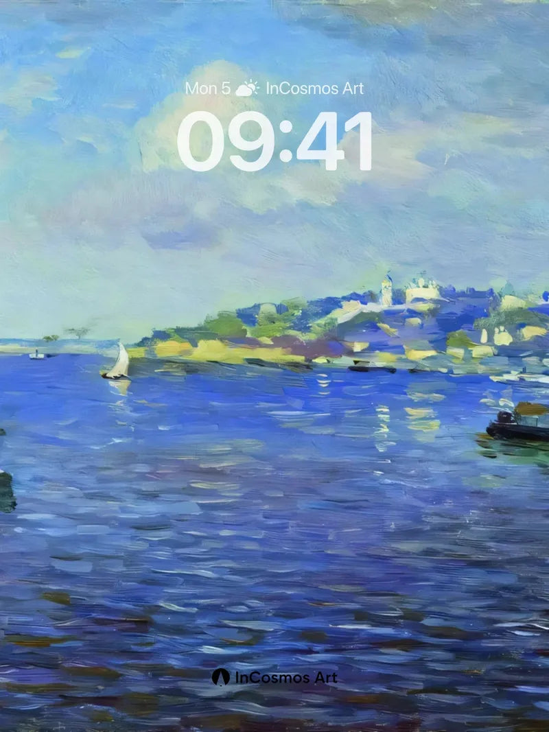 Serenity on Water Wallpaper with Monet's Brushstroke