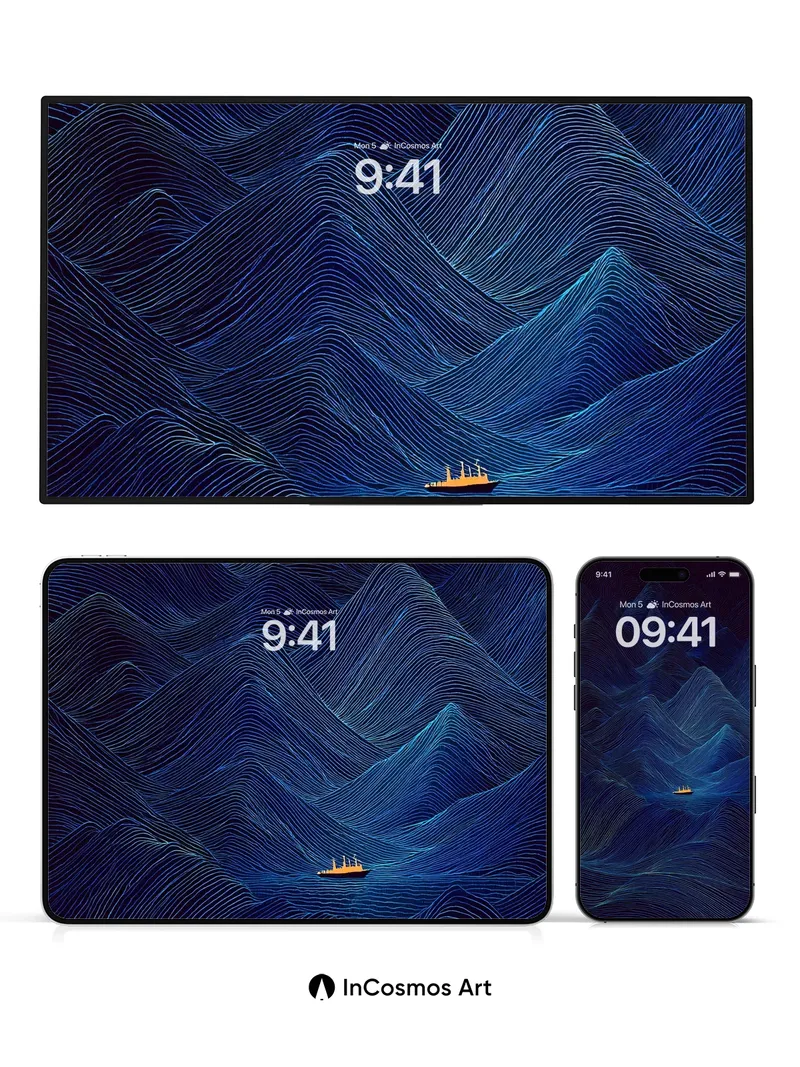 Midnight Wave Wallpaper with Glowing Lines