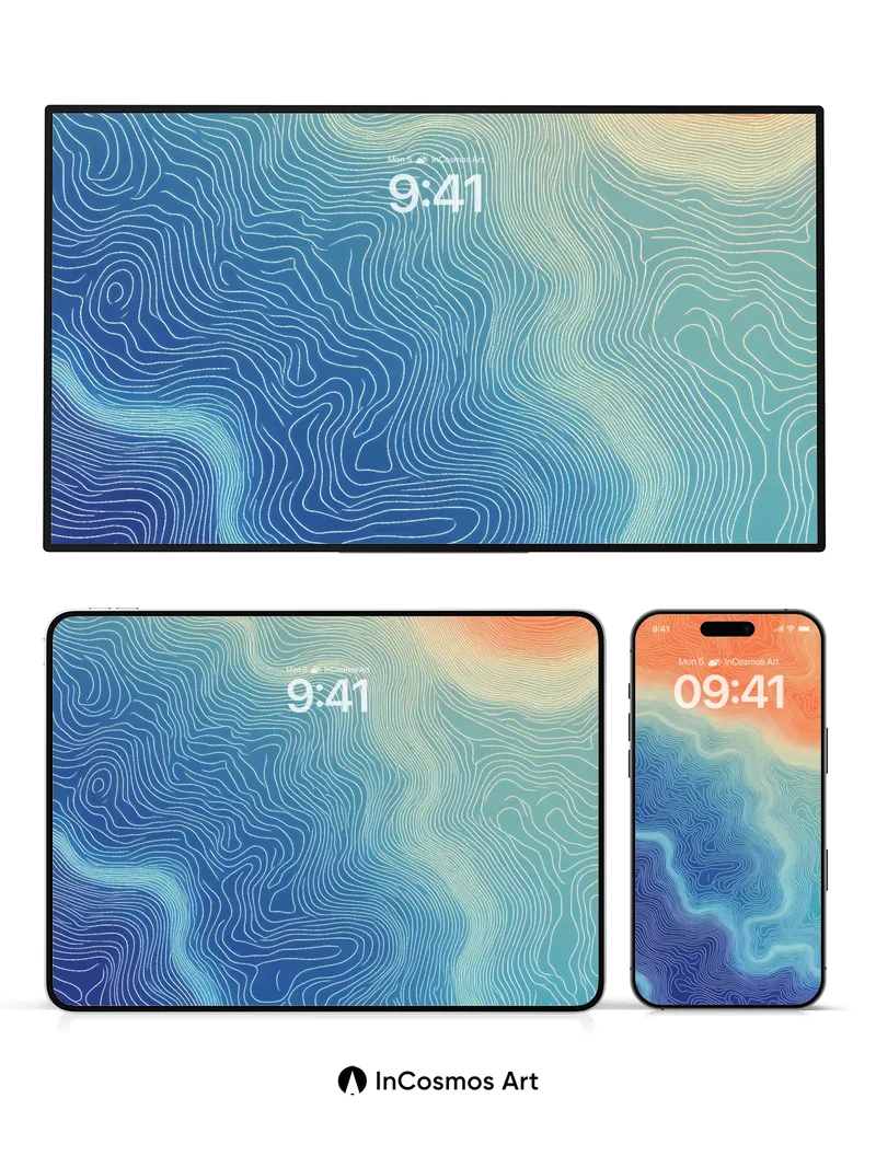 Calm Topography Wallpaper with Whispering Lines