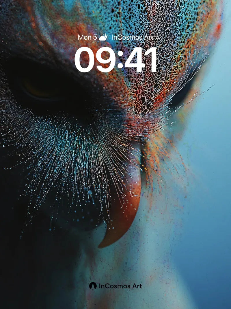 Surreal Owl Wallpaper with Bioluminescent Skin wallpaper for iPhone, iPad & Mac
