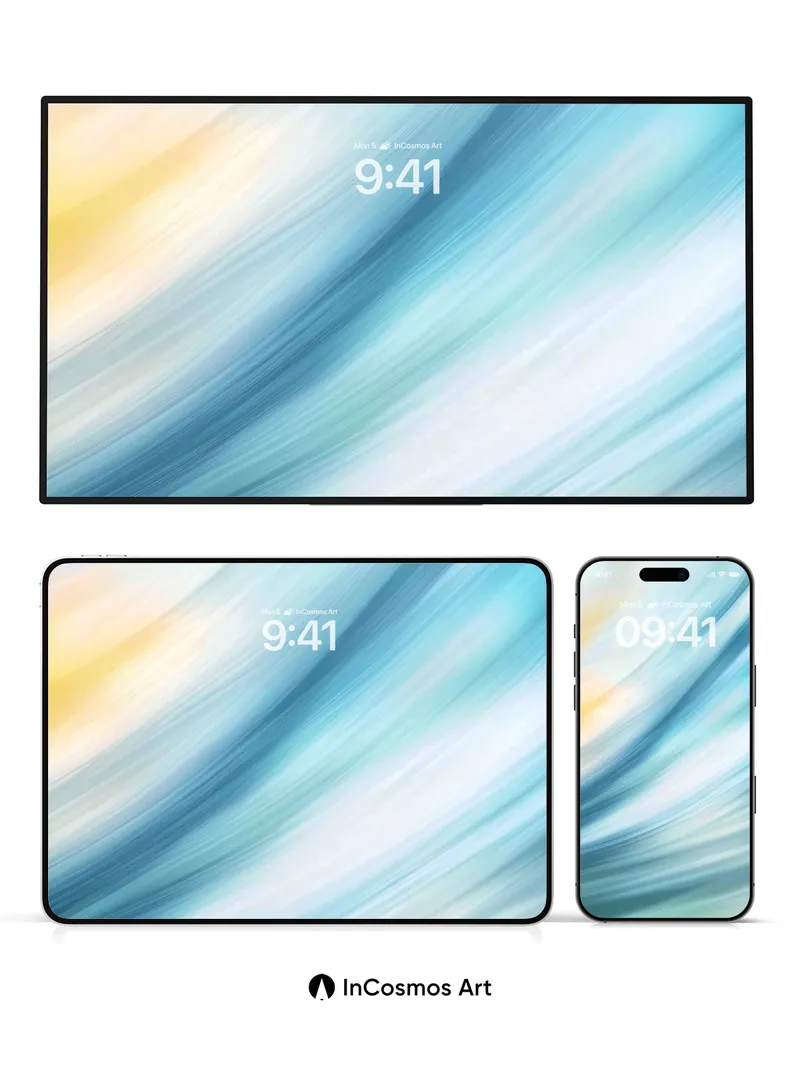 Serene Waveform Wallpaper with Ethereal Light Trails