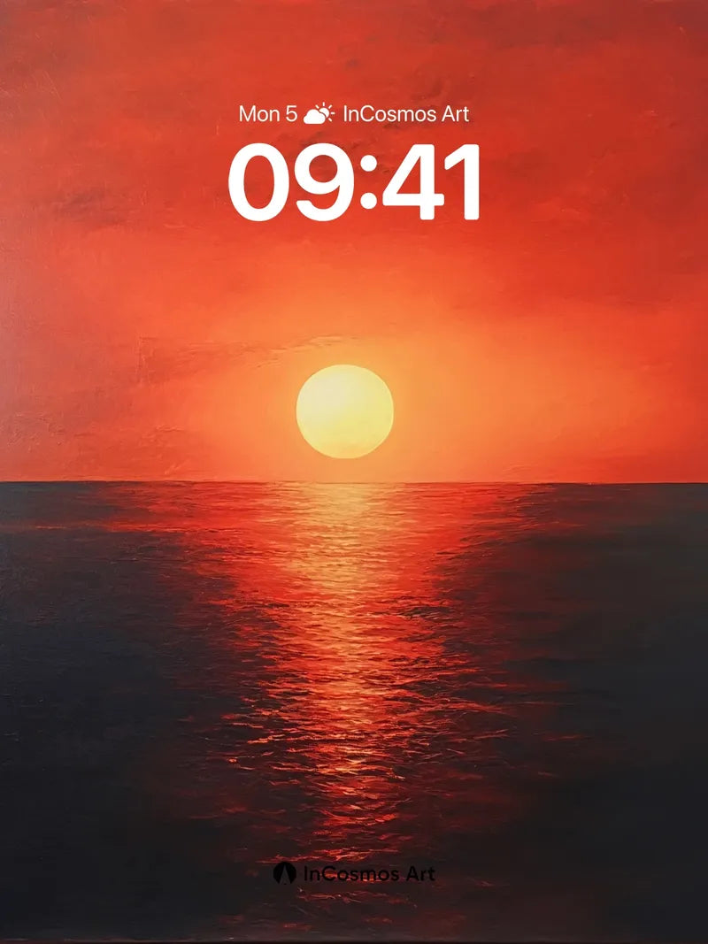 Crimson Horizon Wallpaper with Solar Reflection