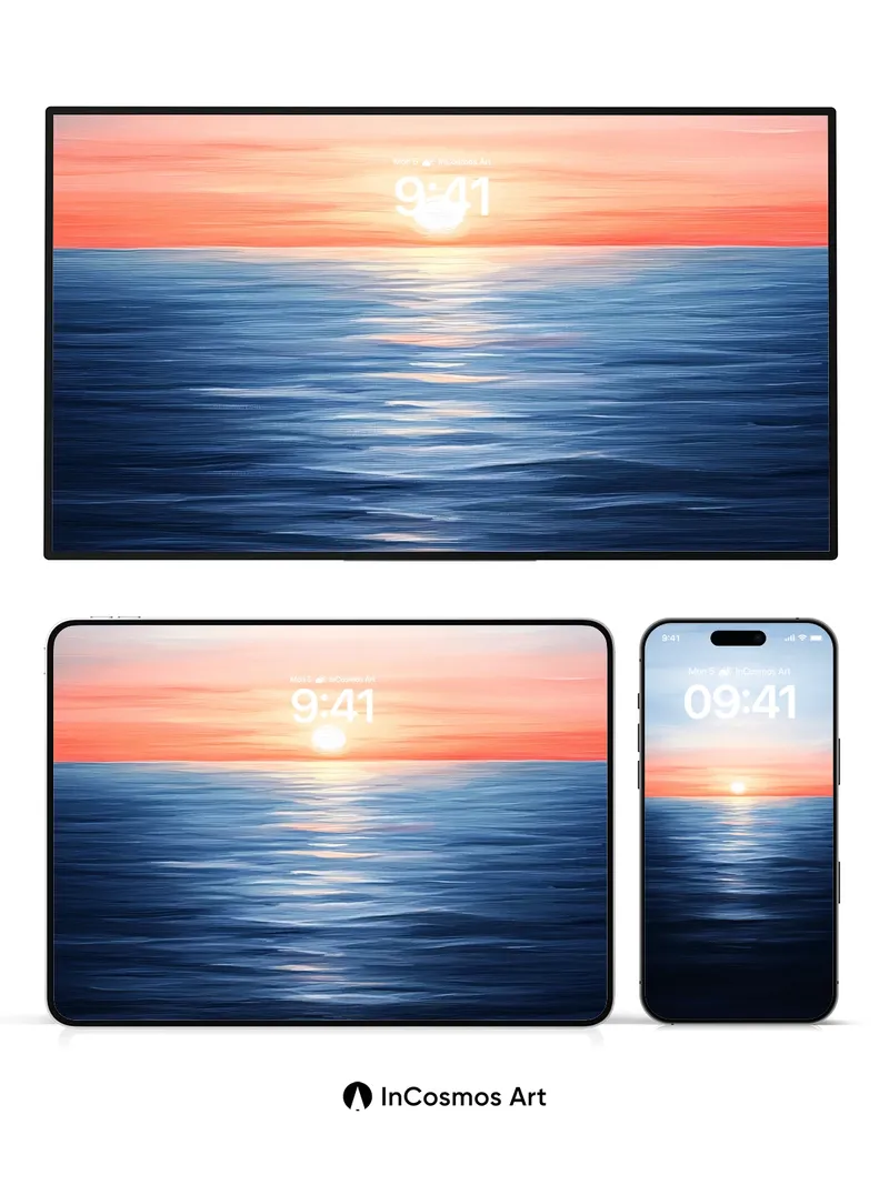 Serenity Horizon Wallpaper with Sunlit Reflections