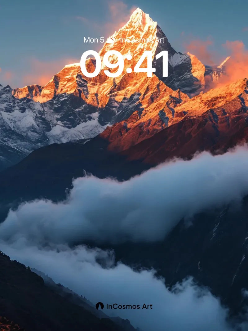Golden Peak Wallpaper with Cloud Veil wallpaper for iPhone, iPad & Mac