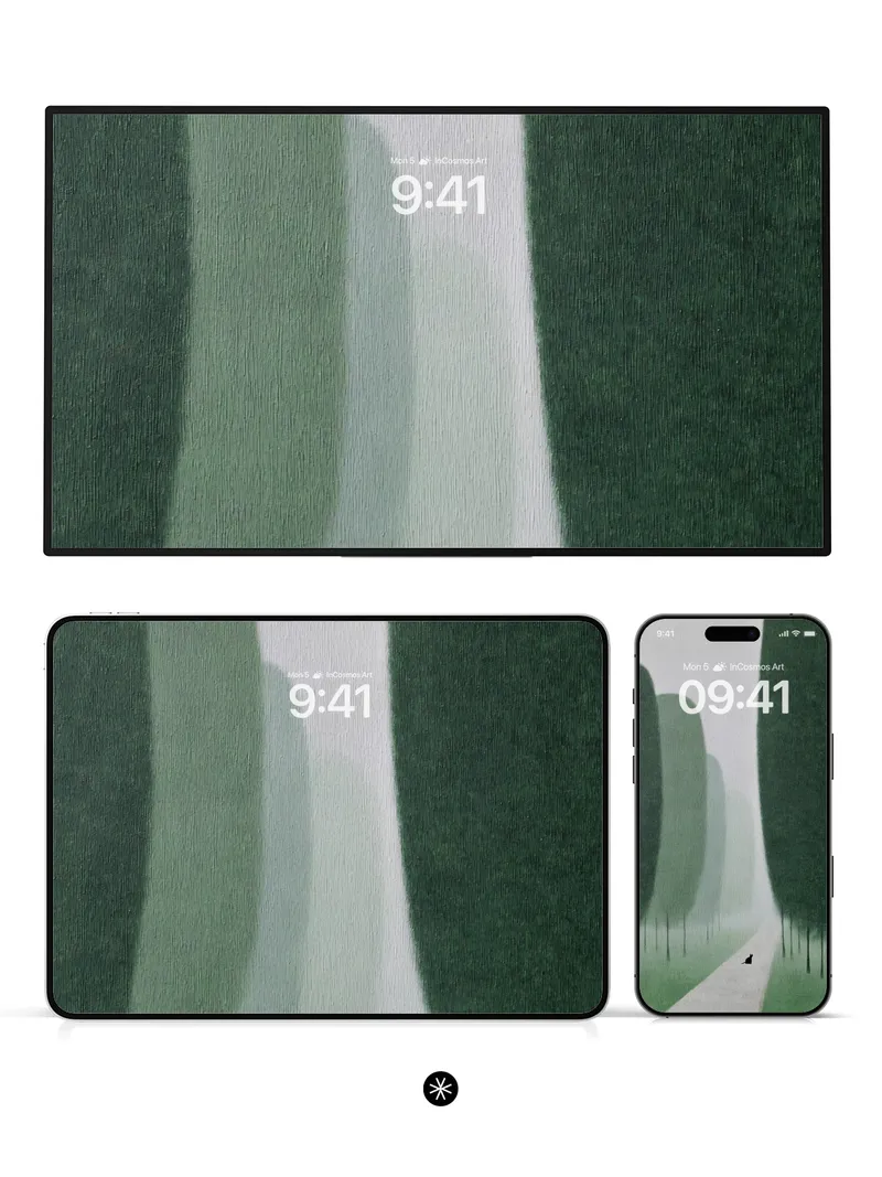 Serene Pathway Wallpaper with Misty Trees