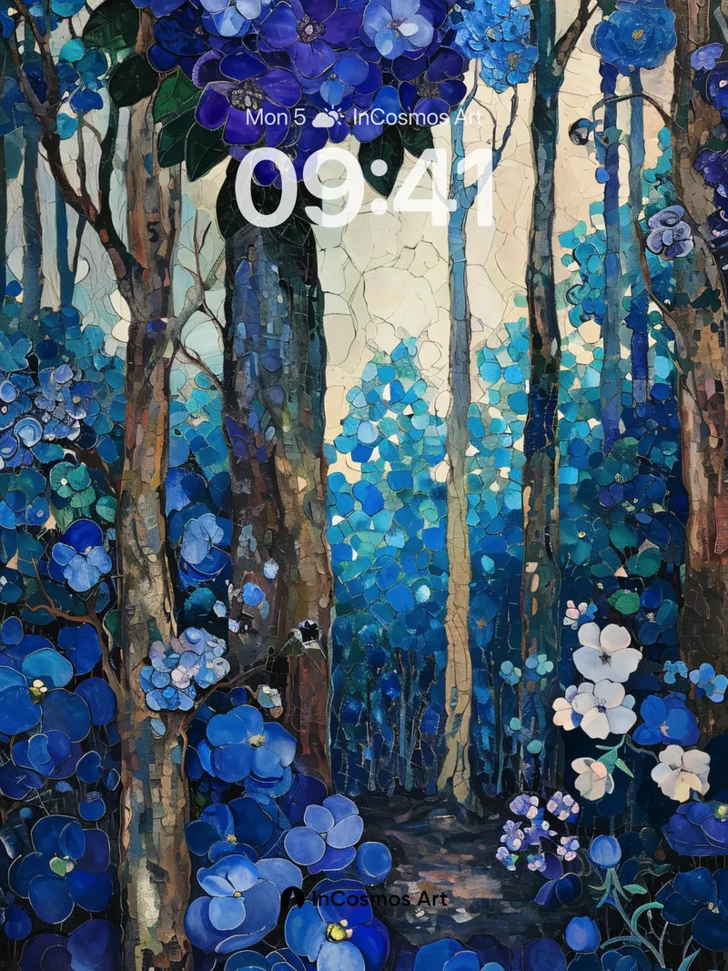 Midnight Bloom Wallpaper with Living Blue Petals