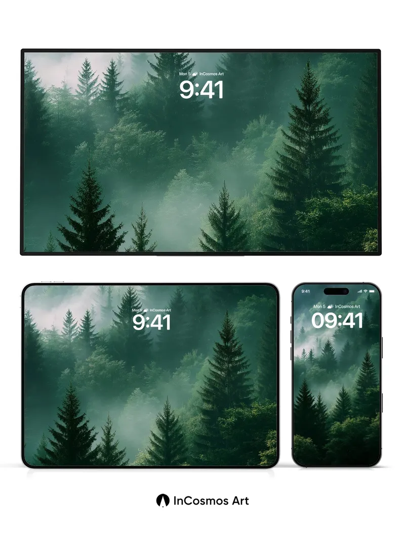 Whispering Pine Wallpaper with Mist Veil