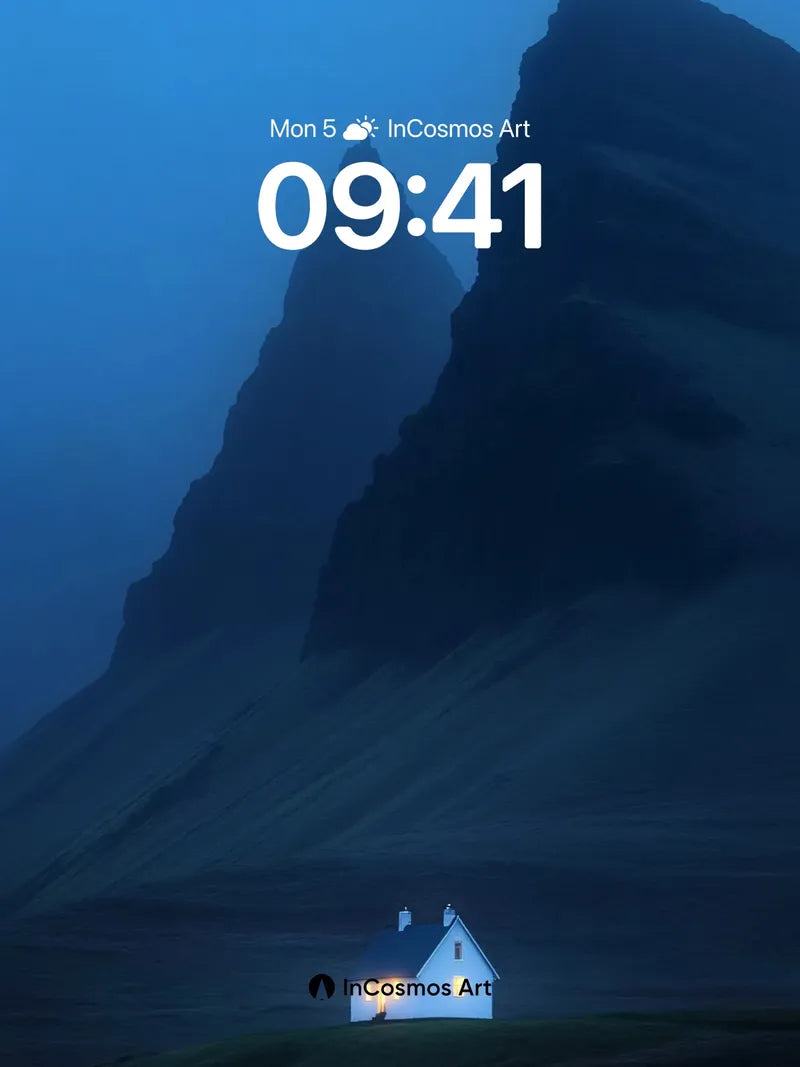 Cobalt Stillness Wallpaper with Mountain Sentinel wallpaper for iPhone, iPad & Mac