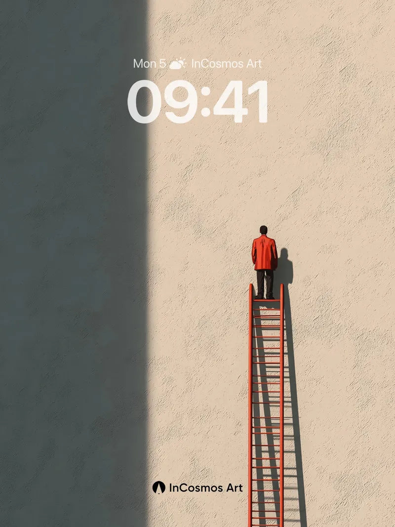 Solitary Ascent Wallpaper with Shadowed Wall wallpaper for iPhone, iPad & Mac