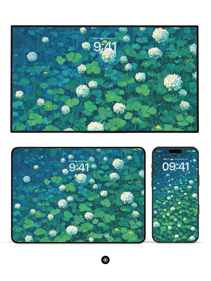 Blue Clover Field Wallpaper 4K for iPhone Lock Screen
