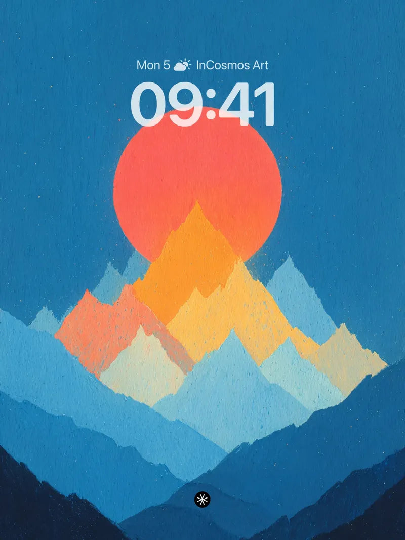 Warm Horizon Wallpaper with Layered Peaks wallpaper for iPhone, iPad & Mac