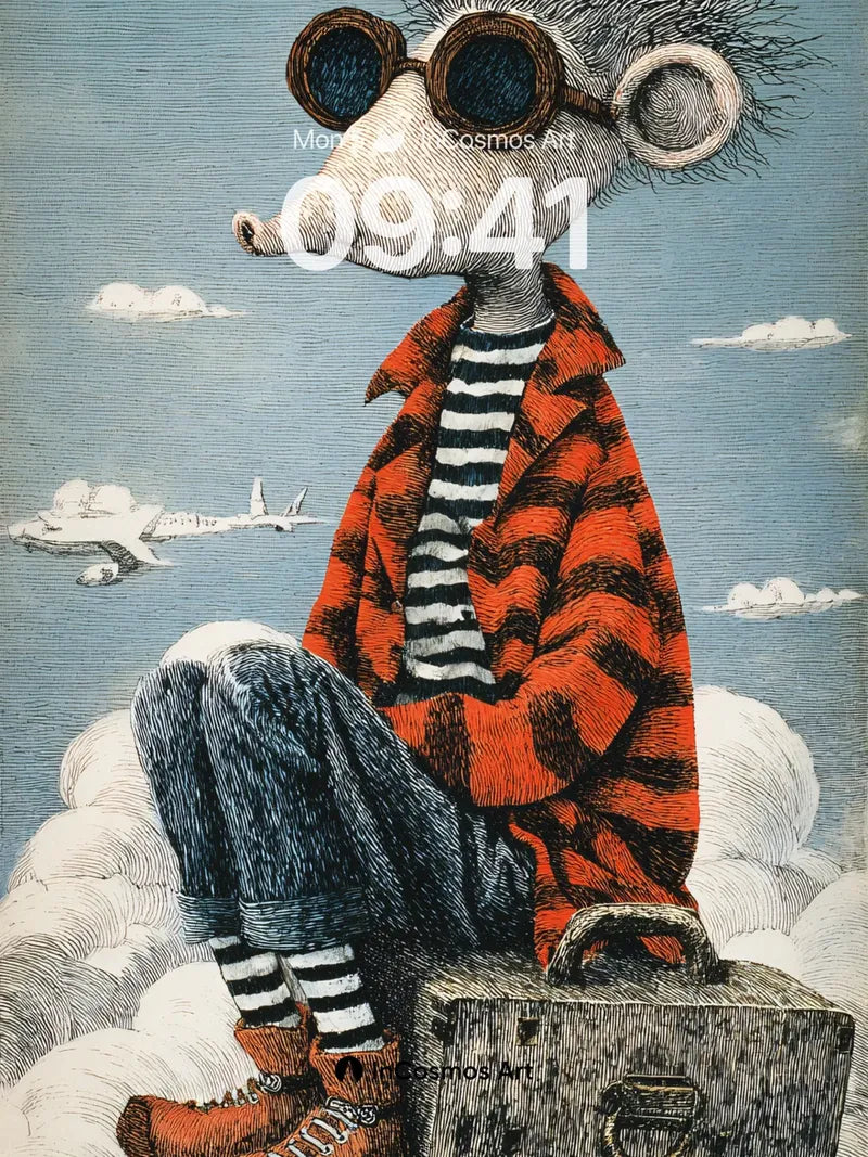 Whimsical Skybound Wallpaper with Traveling Mole