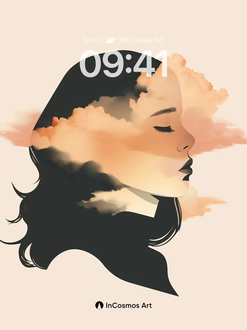 Serene Cloud Portrait Wallpaper with Ethereal Silhouette wallpaper for iPhone, iPad & Mac