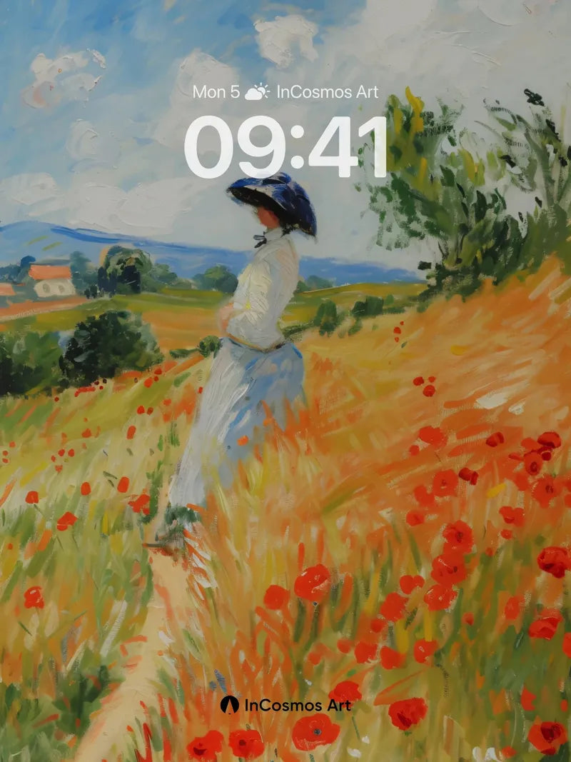 Sunlit Pathway Wallpaper with Poppy Whispers