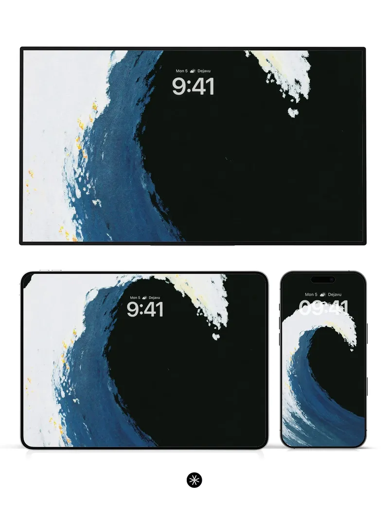Cerulean Swell Waveform Wallpaper - Inkwash Aesthetic