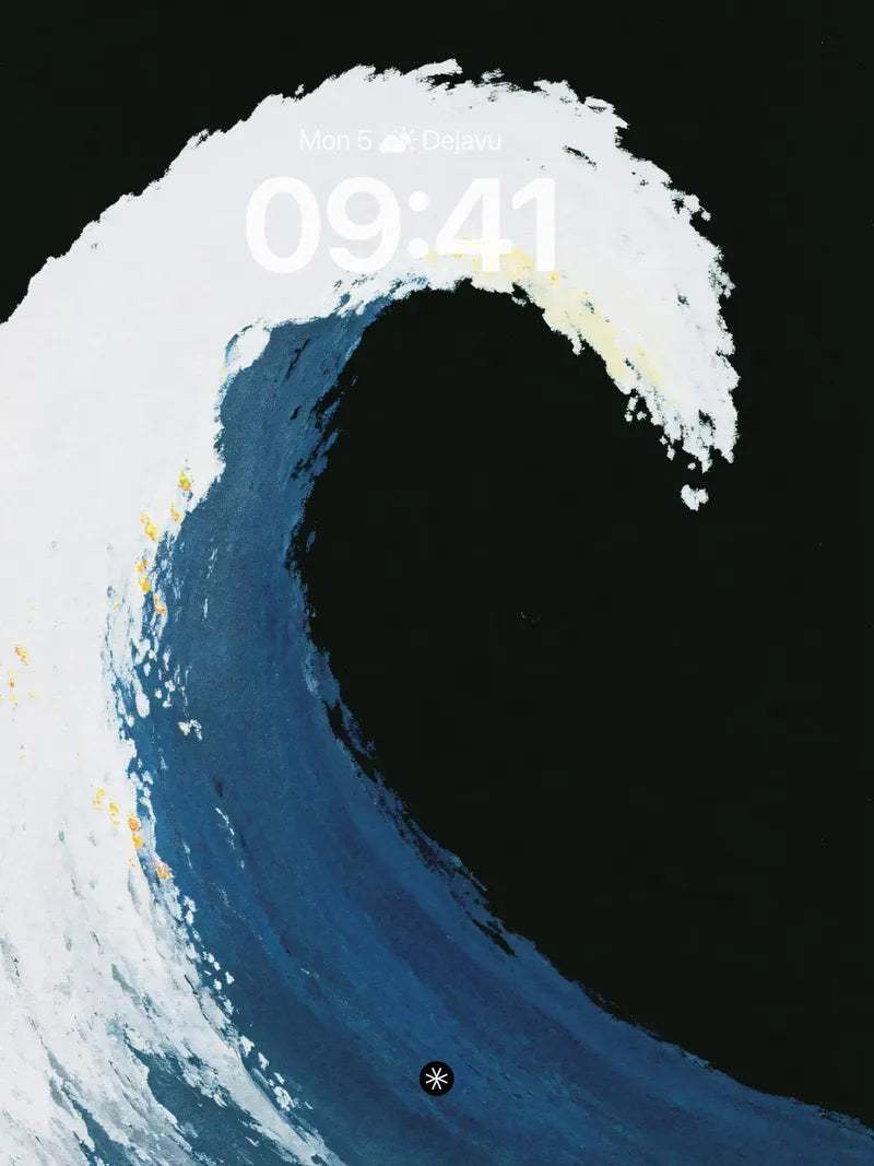 Cerulean Swell Waveform Wallpaper - Inkwash Aesthetic