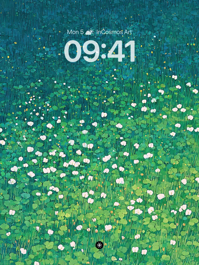 Green Field with White Flowers Wallpaper 4K AMOLED Wallpaper wallpaper for iPhone, iPad & Mac
