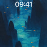 Serenity River Wallpaper with Floating Goldfish wallpaper for iPhone, iPad & Mac